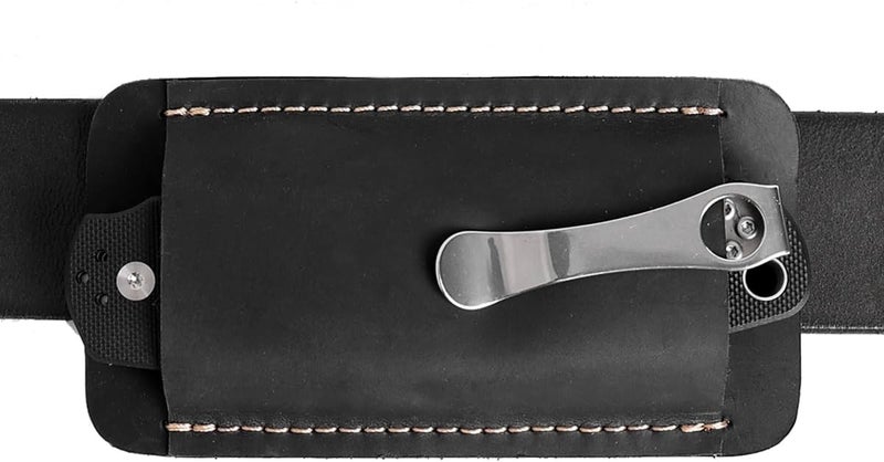 topstache Leather Sheath for Belt - Horizontal Carry EDC Belt Pouch - Leather Pocket Knife Holster - Multitool Sheath for Men - Tool Holster Everyday Carry Pouch, Size Splus, Black - Image 1